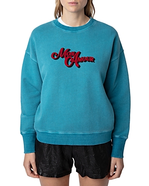Shop Zadig & Voltaire Oscar Mon Amour Sweatshirt In Aqua