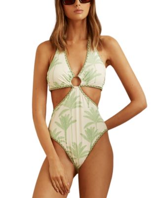 REISS - Gabriella Palm Print One Piece Swimsuit