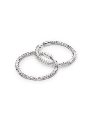 Diamond Inside Out Hoop Earrings in 14K White Gold, 3.0 tcw