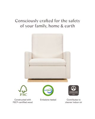 Cali Chantilly Fleece Pillowback Chair and a Half Glider With Light Wood Base