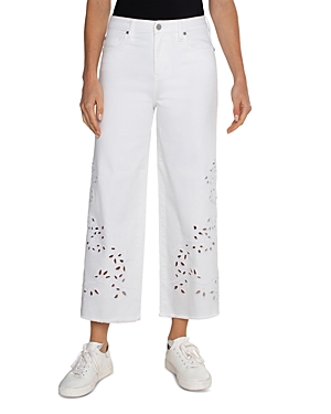 LIVERPOOL LOS ANGELES STRIDE HIGH RISE CROPPED WIDE LEG JEANS IN WHITE FLORAL