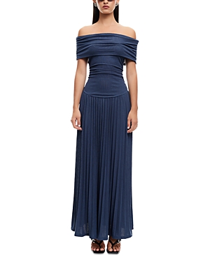 Lioness Field Of Dreams Off-the-shoulder Maxi Dress In Blue