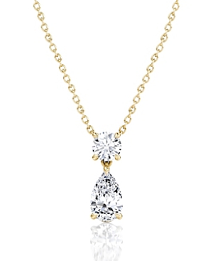 Lab Grown Diamond Round Brilliant & Pear Signature Duo Drop Necklace in 14K Gold and White Gold, 1.5 ct. t.w,