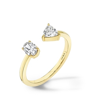 Mixed Lab-Grown Diamond Cuff Ring in 14K Gold, .50ctw Oval & Trillion Lab Grown Diamonds