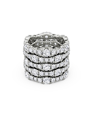 Lab Grown Diamond Round Brilliant 5 Row Pave Ring in 14K White Gold, 7.80 ct. t.w.