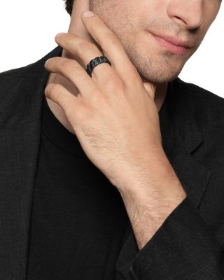 Men's Curb Chain Band Ring in Black Titanium, 8mm