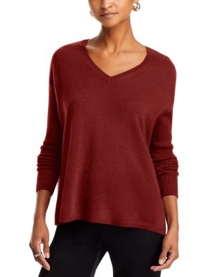 C by Bloomingdale's Cashmere - V-Neck Ribbed Sleeve Cashmere Sweater - Exclusive