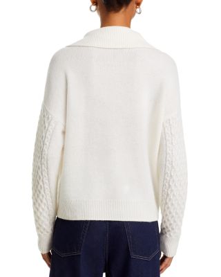 100% Cashmere Quarter Zip Cable Knit Sweater - Exclusive
