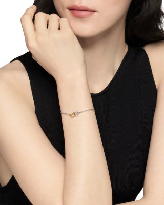 18K Yellow Gold & Sterling Silver Petite Cable Linked Bracelet