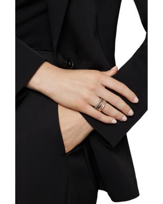 DY Mercer Melange Multi Row Ring in Sterling Silver with 18K Rose Gold and Pav&eacute; Cognac Diamonds