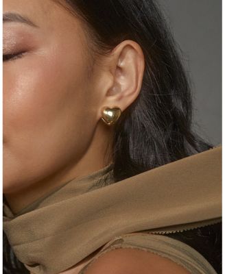 Sunlight Heart Huggie Hoop Earrings in 18K Gold Plated