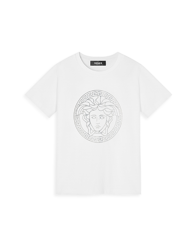 Versace Girls' Laminate Medusa Greca Print Tee - Big Kid