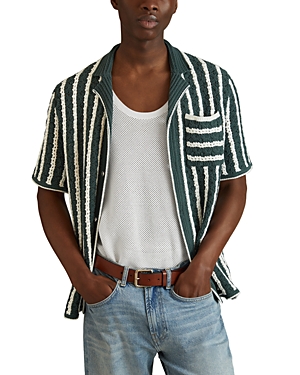 Reiss Spritz Oversized Printed Camp Shirt In Green