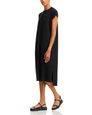 EILEEN FISHER Womens Black Stretch Cap Sleeve V Neck Above The Knee Shift Dress main image 1