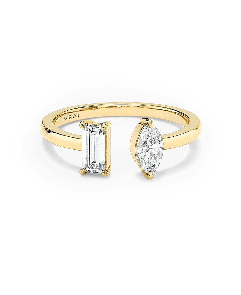 Vrai Mixed Lab-Grown Diamond Cuff Ring in 14K Yellow Gold, .50ctw Baguette & Marquise Lab Grown Diamonds