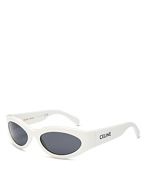 Shop Celine Cat Eye Sunglasses, 56mm In Ivory/gray Solid