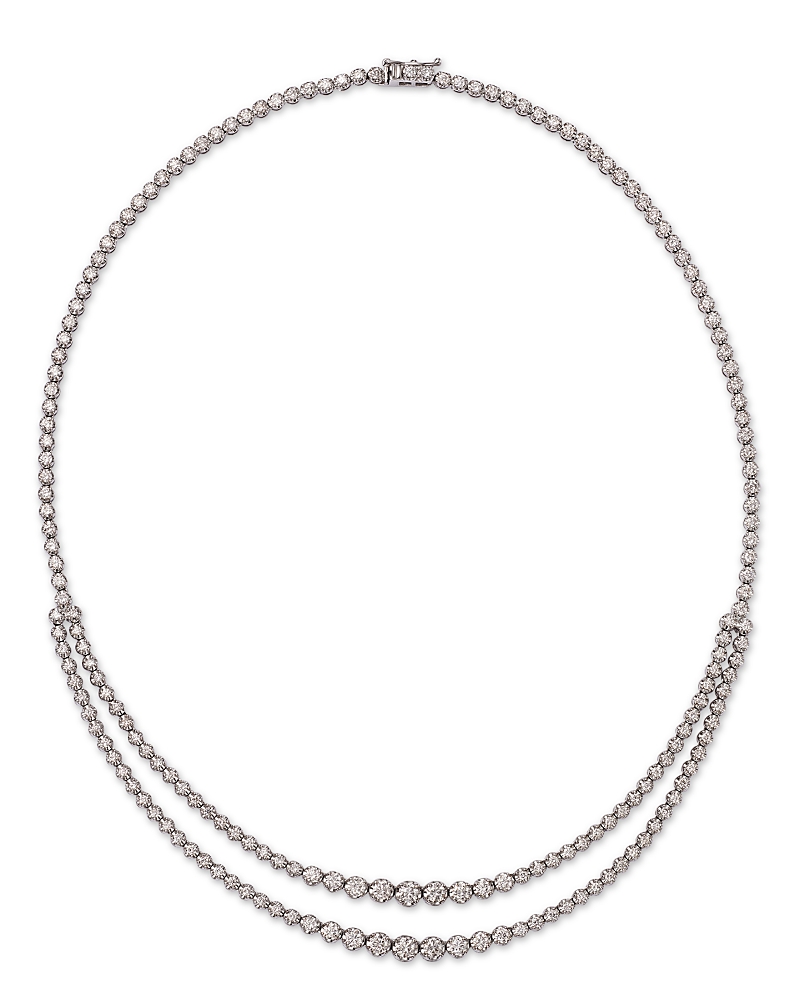 Bloomingdale's Diamond Crown Set Double Row Tennis Necklace In 14k White Gold, 6.50 Ct. T. W. In White