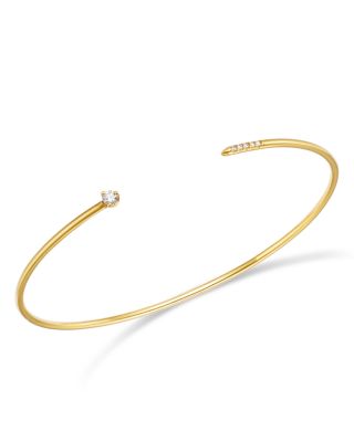 Zoë Chicco - 14K Yellow Gold Prong Diamonds Diamond Cuff Bangle Bracelet