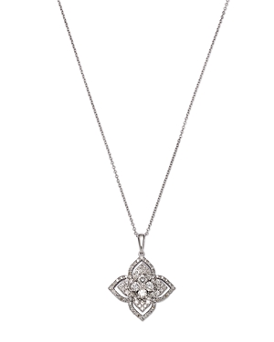 Bloomingdale's Diamond Flower Pendant Necklace In 14k White Gold, 1.50 Ct. T. W. In White
