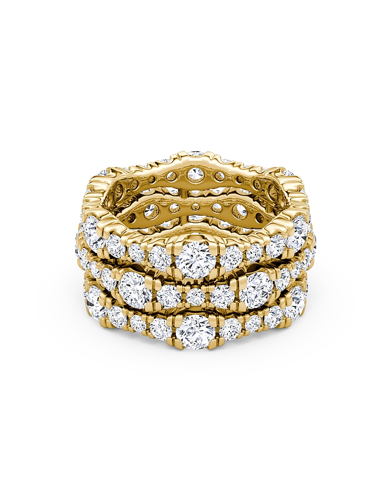 Vrai 3 Row Pave Ring In 14k Yellow Gold, 4.65tw Round Brilliant Lab Grown Diamonds In K Yellow Gold