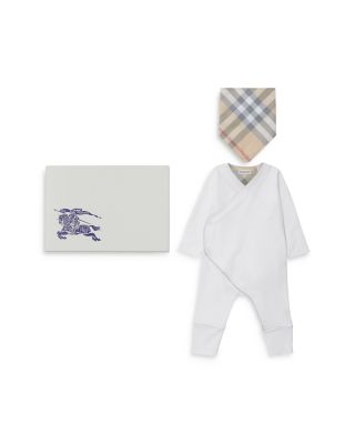 Burberry - Unisex Rizza Cotton Coverall & Check Bandana Bib Gift Set - Baby