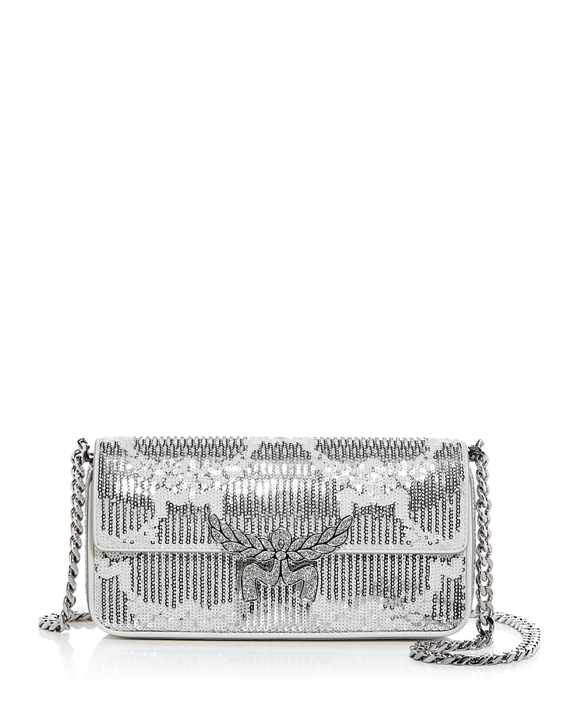 Mcm Himmel Sequin Embellished Shoulder Bag In Silver