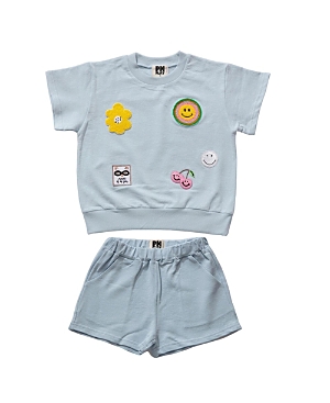 Petite Hailey Girls' Multi Patched Set - Little Kid, Big Kid In Light/pastel Blue