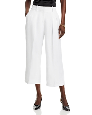 Shop Karl Lagerfeld Cropped Wide Leg Pants In Soft White