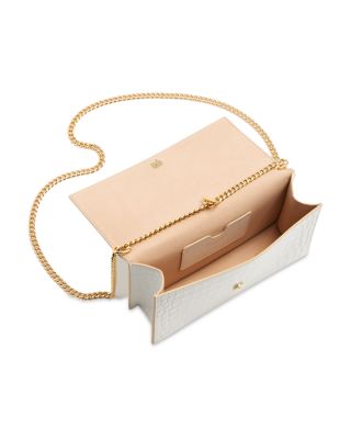 Skull Croc Embossed Leather Shoulder Bag