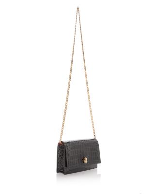 Skull Mini Croc Embossed Leather Crossbody