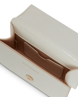 Mini Jewelled Croc Embossed Leather Shoulder Bag