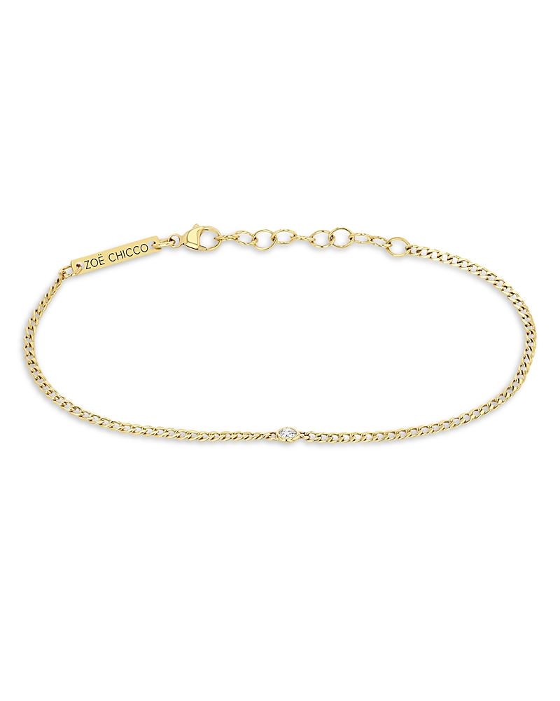 Zoë Chicco 14k Yellow Gold Floating Diamonds Diamond Curb Link Bracelet In Gold