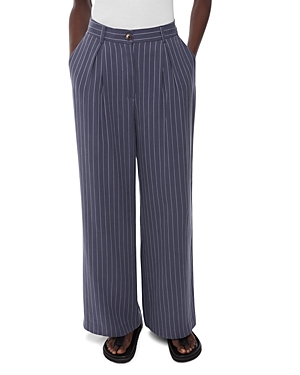 Whistles Womens Blue Lottie Relaxed-fit High-rise Pinstripe Woven Trousers In Navy/multi