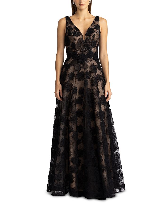 ZAC POSEN Size 6 Fuchsia Black Floral Dress main image 1