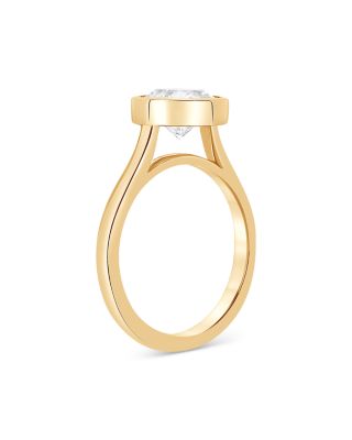 Certified Lab Grown Diamond Bezel Engagement Ring in 18K Yellow Gold, 2.0 tcw