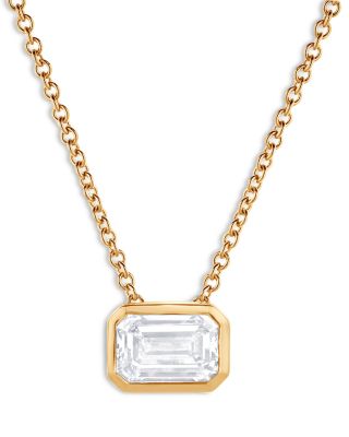 Bloomingdale's Fine Collection - Certified Lab Grown Emerald Cut Diamond Bezel Set Pendant Necklace in 18K Yellow Gold, 2.0 ct. t.w.