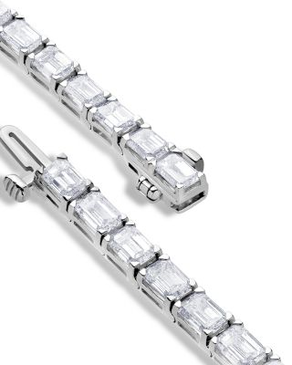 Certified Lab Grown Diamond Emerald Cut Tennis Bracelet in 18K White Gold, 11.75 tcw