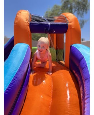 Double Slide Water Park with Climbing Wall & Water Cannon - Ages 5-12