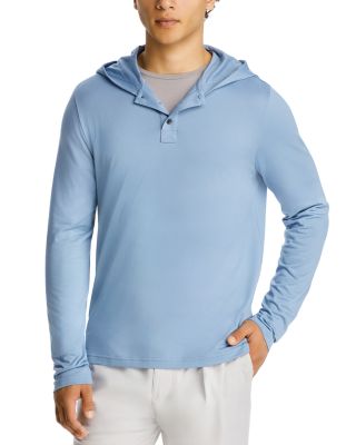 Michael Kors - Pima Cotton Blend Textured Henley Hoodie