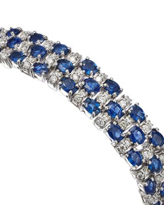 Blue Sapphire and Diamond Bracelet in 14K White Gold