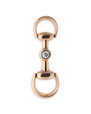 Gucci - 18K Rose Gold Horsebit Earrings with Diamonds