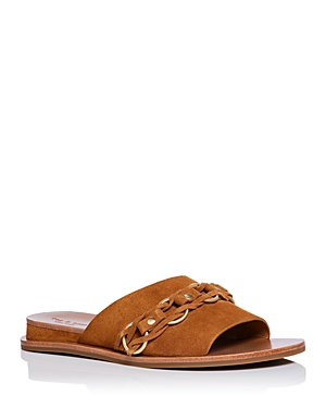 Rag & Bone Women's Beau Chain-embellished Suede Slide Sandals In Tobacco Suede