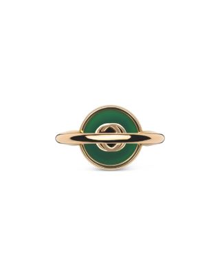 18K Rose Gold Interlocking Green Agate & Diamond Ring