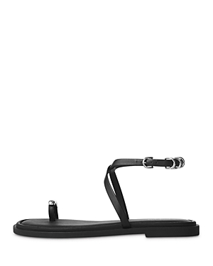Rag & Bone Geo Leather Toe-ring Flat Sandals In Black