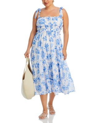 AQUA - Floral Tie Strap Midi Dress - Exclusive