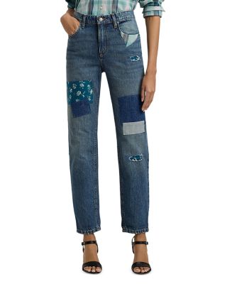 Ralph Lauren - Petites Patchwork Boyfriend Tapered Ankle Jeans in Dusk Indigo