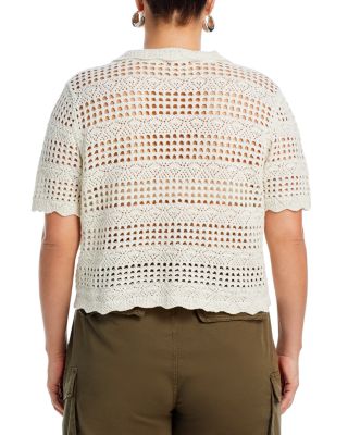 AQUA Crochet Knit Shirt - Exclusive | Bloomingdale's