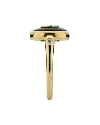18K Yellow Gold Interlocking Diamond & Black Onyx Ring