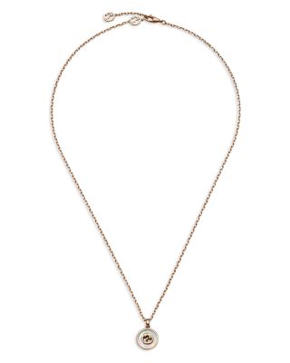 18K Rose Gold Interlocking Mother of Pearl & Diamond Logo Reversible Pendant Necklace, 16"