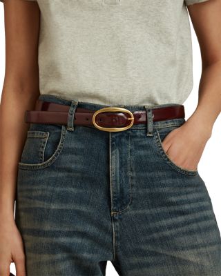 Women&#39;s Drew Oval Buckle Patent Leather Belt  